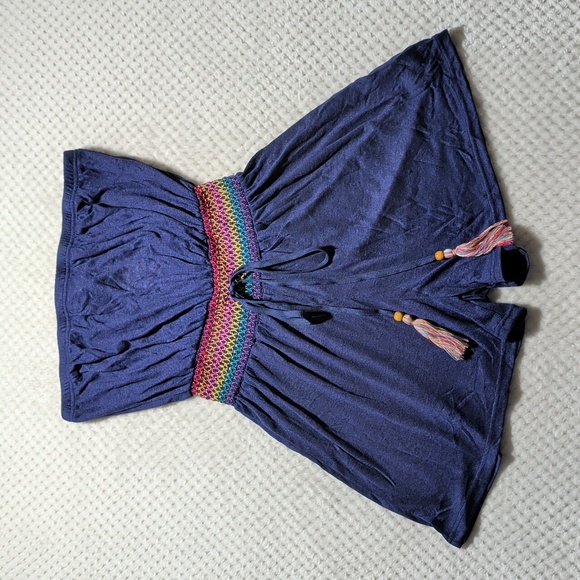 Cupshe Blue Strapless Smocked Cover Up Playsuit Romper - Picture 2 of 7